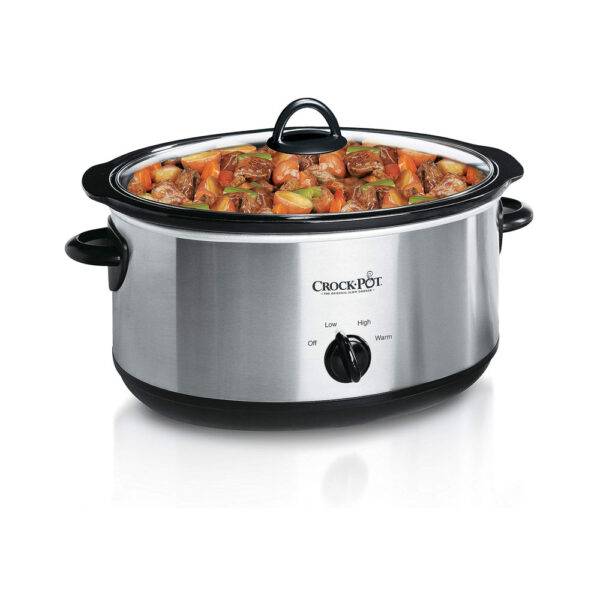 Crock-Pot 7 Quart Oval Manual Slow Cooker, Stainless Steel